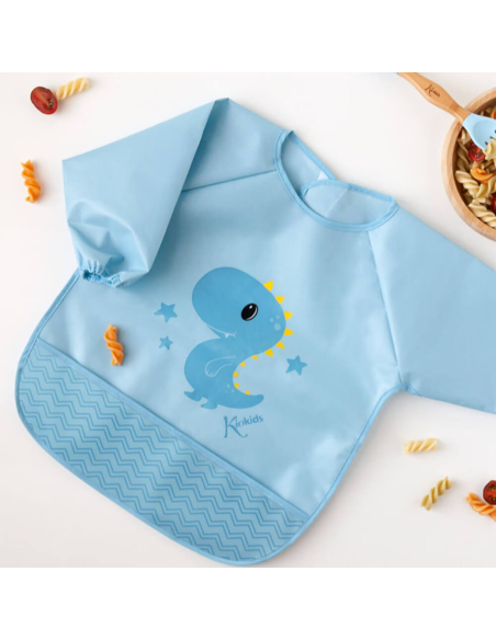 Babero impermeable con mangas azul +4m kiokids