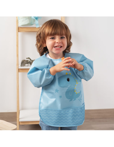 Babero impermeable con mangas azul +4m kiokids