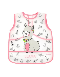 Babero plastificado con bolsillo gris 12M+ BabyOno – Impermeable y fácil de limpiar