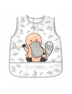 Babero plastificado gris BabyOno +12M con bolsillo