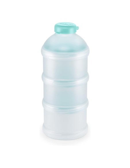 Dosificador leche en polvo 3 compartimentos turquesa. NUK