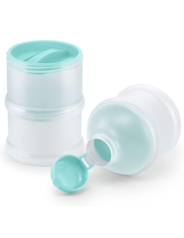 Dosificador leche en polvo 3 compartimentos turquesa. NUK