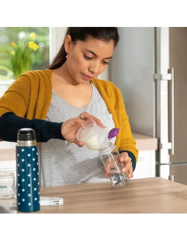 Dosificador leche en polvo 3 compartimentos turquesa. NUK