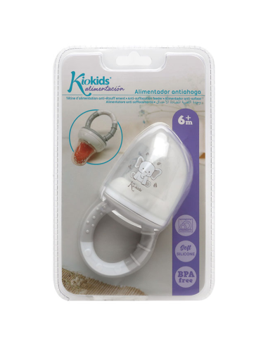 Alimentador antiahogo gris en silicona bebé +6 meses kiokids