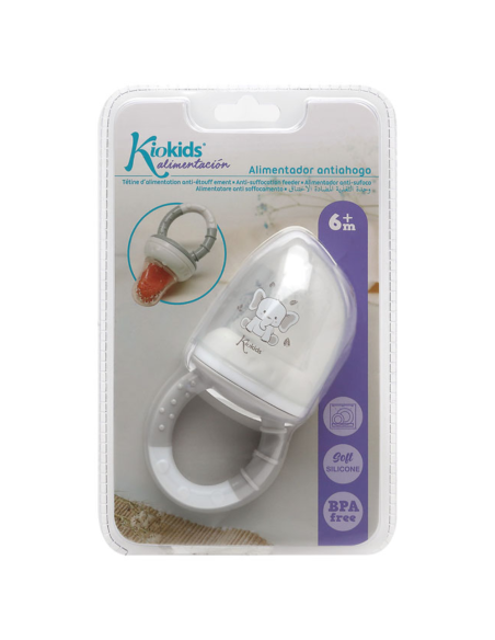 Alimentador antiahogo gris en silicona bebé +6 meses kiokids
