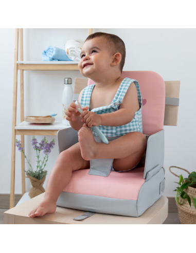 Trona asiento elevador rosa para comer hasta 15kg o 3 años Kiokids