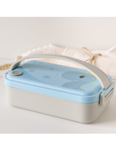 Caja almuerzo azul 550 ml acero inoxidable Kiokids 2