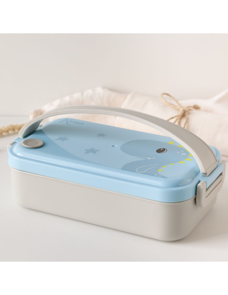 Caja almuerzo azul 550 ml acero inoxidable Kiokids