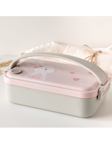 Caja almuerzo rosa 550 ml acero inoxidable Kiokids