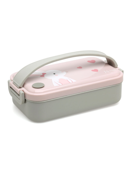 Caja almuerzo rosa 550 ml acero inoxidable Kiokids