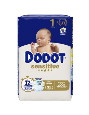 Pañales Dodot Sensitive Talla 1 (2-5 kg) - 58 Uds | Protección Recién