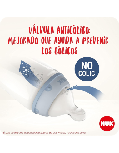 Biberón First Choice + PP con Control de Temperatura azul 360ml (6-18M) NUK