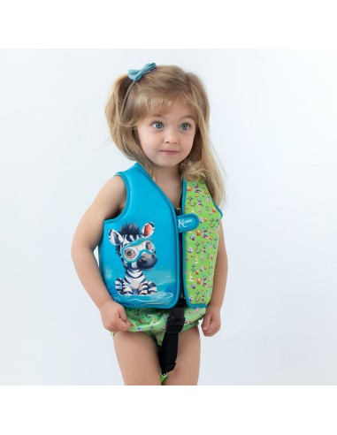 Chaleco neopreno animales verde. Kiokids. Neopreno para nadar