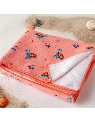 Toalla playa de microfibras color rosa Kiokids