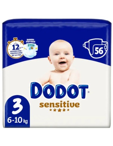 Pañales Dodot Sensitive Talla 3 para bebés de 6 a 10 kg – Suavidad y protección diario