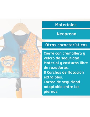 Chaleco neopreno león. Talla S. Kiokids.