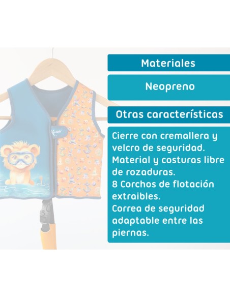 Chaleco neopreno león. Talla S. Kiokids.