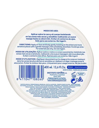 Crema corporal Pieles Atópicas 400 ml. Instituto Español