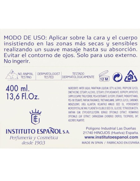 Crema corporal Pieles Atópicas 400 ml. Instituto Español