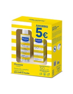 pack-solar-bebes-ninos-spf50-spray-leche-facial-mustela-1.jpg – Vista frontal del pack completo.