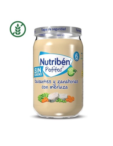 potito-suprema-merluza-guisantes-zanahoria-nutriben-1.jpg – Vista frontal del tarrito.