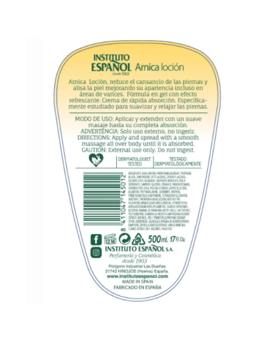 Loción Arnica para piernas cansadas 500 ml Instituto Español