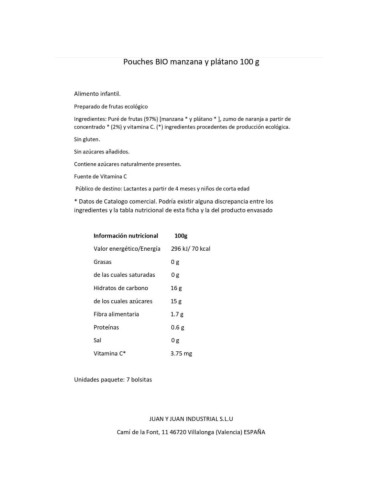 Oferta Bolsita de fresa y plátano BIO 100g.+4M Be Plus