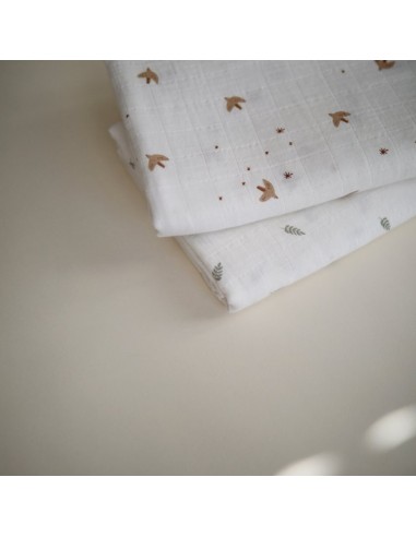 Muselina algodón orgánico Sparrows 120x120cm Mushie