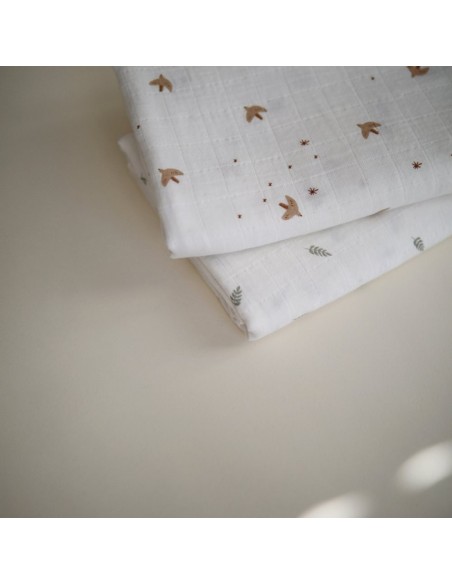 Muselina algodón orgánico Sparrows 120x120cm Mushie