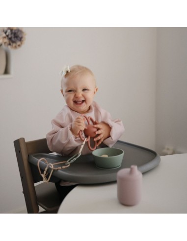 Babero con mangas Olive Check 36x40cm Mushie