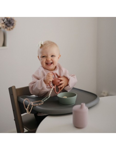 Babero con mangas Olive Check 36x40cm Mushie