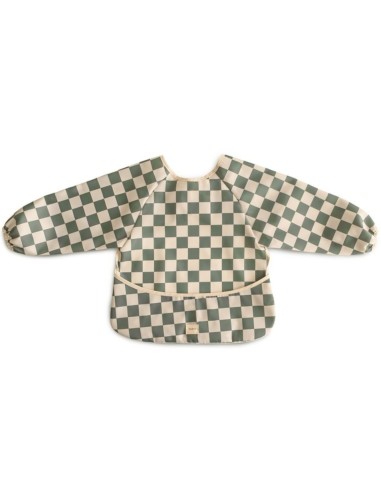 Babero con mangas Olive Check 36x40cm Mushie