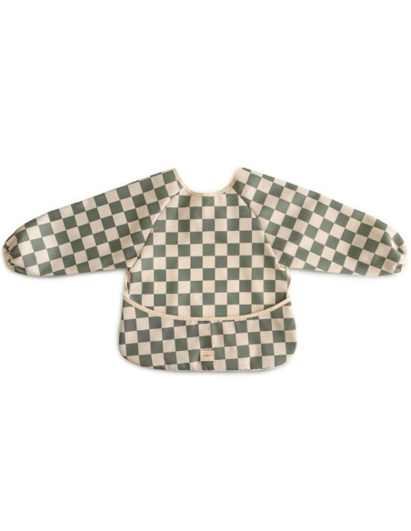 Babero con mangas Olive Check 36x40cm Mushie