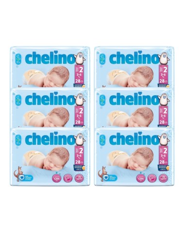 Pack 6 Pañal Love Chelino Talla 2 (3 - 6 kg) 168 uds.