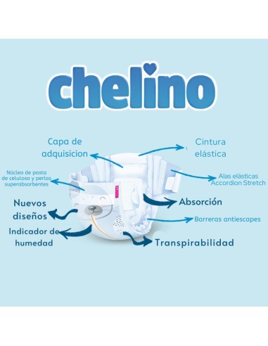 Pack 6 Pañal Love Chelino Talla 2 (3 - 6 kg) 168 uds.