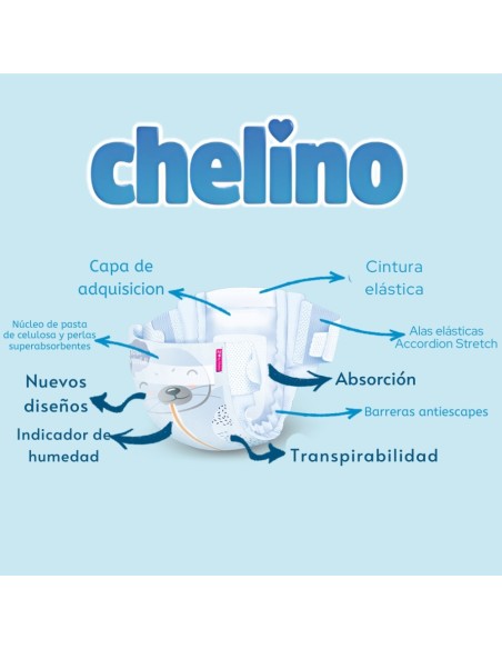 Pack 6 Pañal Love Chelino Talla 2 (3 - 6 kg) 168 uds.