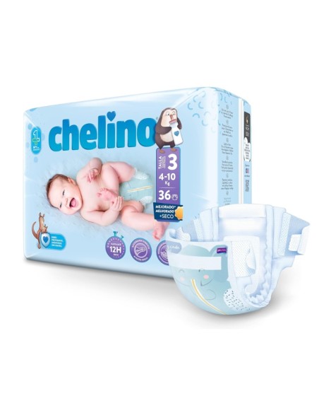 Pack 6 paquetes pañales Love Chelino Talla 3  (4 - 10 kg) 216uds.
