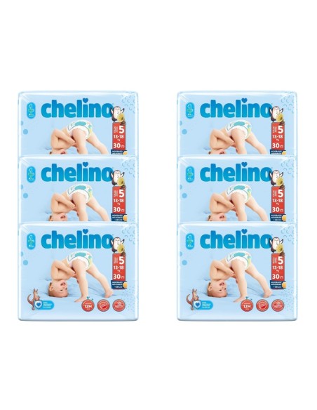 Pack 6 paquetes pañales Love Chelino Talla 5  (15 - 18 kg) 180uds.