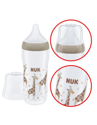 Biberón Perfect Match jirafa 360 ml +3M Silicona NUK