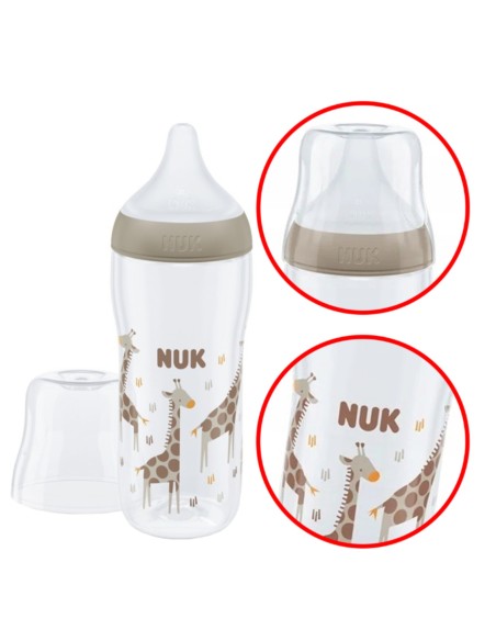 Biberón Perfect Match jirafa 360 ml +3M Silicona NUK