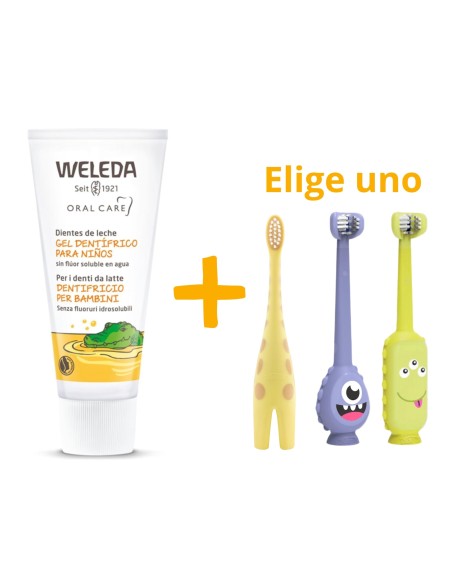 Pack Mis primeros dientes. Cepillo Dr. Brown’s + Gel Dentífrico Weleda