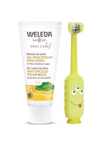 Pack Mis primeros dientes. Cepillo Dr. Brown’s + Gel Dentífrico Weleda