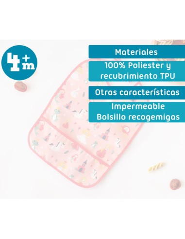 Babero impermeable rosa +4M Kiokids