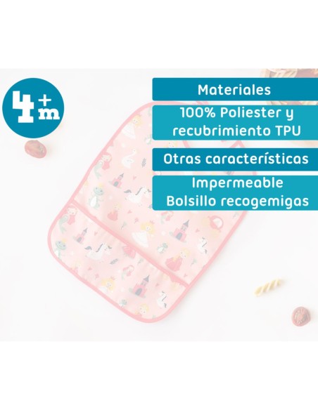 Babero impermeable rosa +4M Kiokids