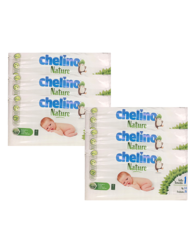 Pack 6 Pañales Chelino Nature Talla 1 (de 1 a 3 kg) - 168 unidades