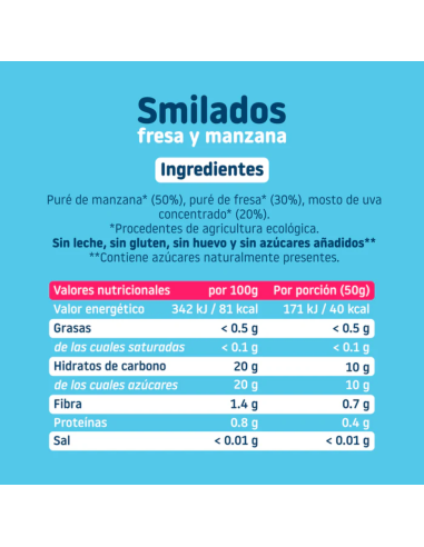 Smilado fresa y manzana 250g. (5 uds) +6M. | Smileat - Nappy.es