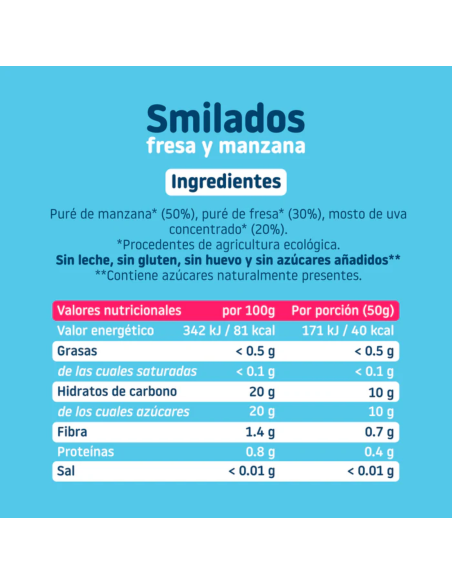Smilado fresa y manzana 250g. (5 uds) +6M. | Smileat - Nappy.es