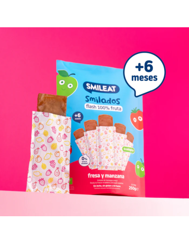 Smilado fresa y manzana 250g. (5 uds) +6M. | Smileat - Nappy.es