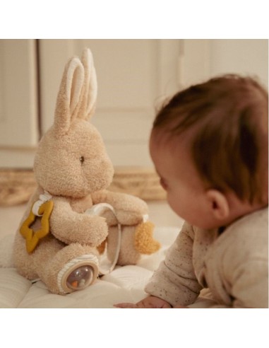 Conejo Little Dutch con sonajero, etiquetas y texturas para bebés