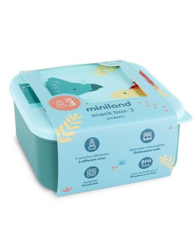 Cajitas para almuerzo sanckbox-3 Jurassic +6M. Miniland